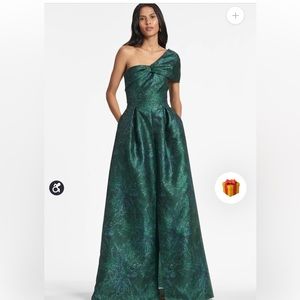 Deliah Gown - Malachite Bouquet Multi One Shoulder Mikado Gown